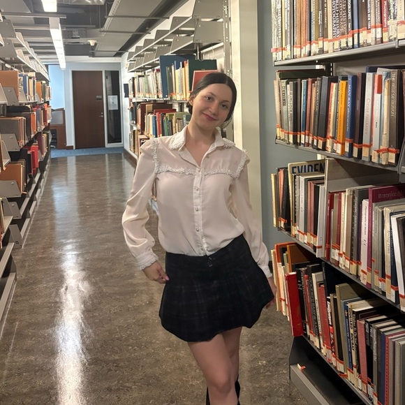 Silk Slip Button Down Blouse with Pearl details - Picture 3 of 8